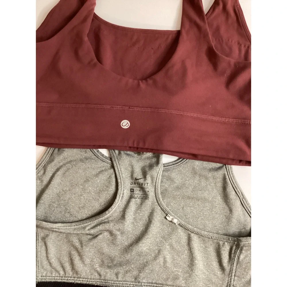 Nike Dri-FIT Casall Sports Bra Bundle Mens‎ Medium Gray Burgundy Activewear Set